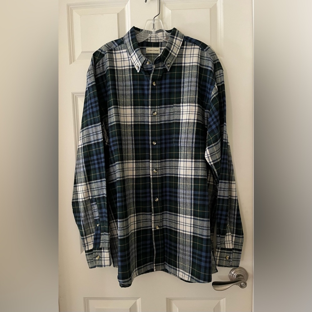 NWOT Men’s Hobbs Creek Long Sleeve button down soft plaid flannel Green/Blue XL